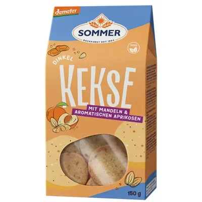BIO - Biscoitos de Espelta com Damascos e Amêndoas, Vegan, DEMETER, 150g
