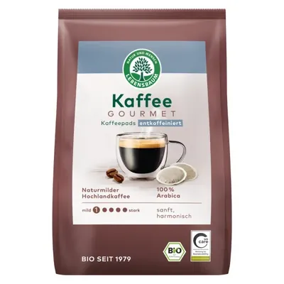 BIO - Café crema Gourmet descafeínado moído Pads, 126g