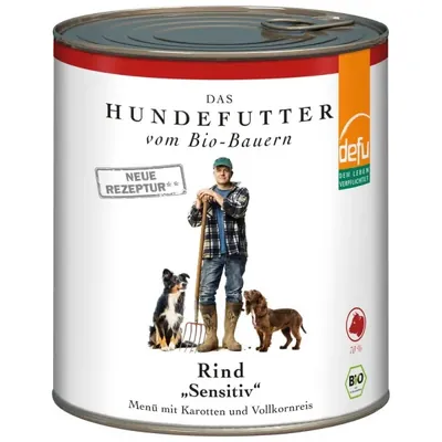 DEFU BIO - Cão adulto, Refeição húmida Bovino "sensitive", em lata, 820g