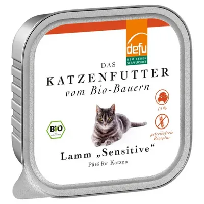 DEFU BIO - Gato, Refeição húmida, Paté de Borrego "sensitive", 100g
