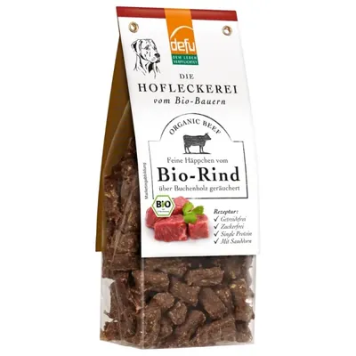DEFU BIO - SNACK p/ Cão - Deliciosos pedaços de carne de Vaca fumada, 125g
