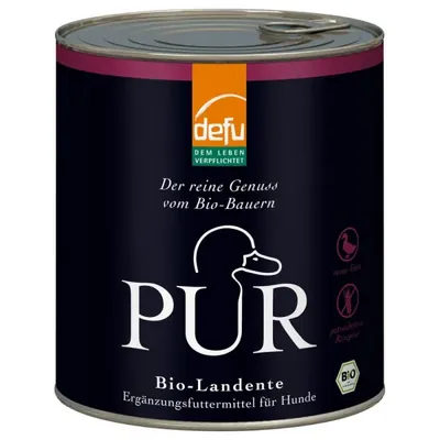 DEFU BIO - Cão adulto, Suplemento húmido Pato PUR, em lata, 800g