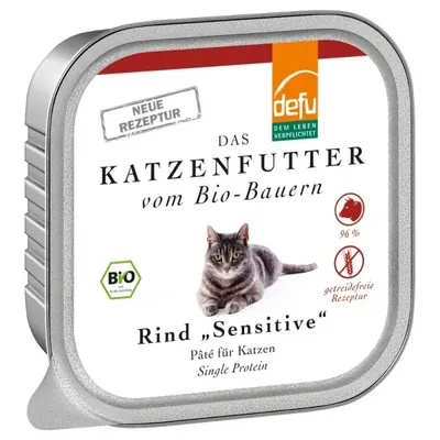 DEFU BIO - Gato, Refeição húmida, Paté de Vaca "sensitive", 100g
