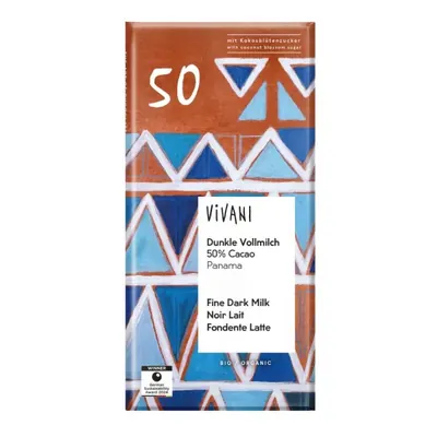 VIVANI - Chocolate BIO - Leite c/ 50% Cacau Panamá & açúcar Flor de Coco, 80g