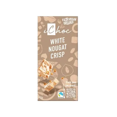 iChoc - Chocolate BIO - Branco Nougat e Avelã, VEGAN, 80g