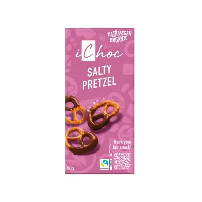 iChoc - Chocolate BIO - Pretzel Salgado, VEGAN, 80g