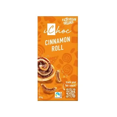 iChoc - Chocolate BIO - Rolinho de canela, VEGAN, 80g
