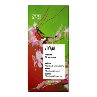 VIVANI - Chocolate BIO - Branco com Matcha e pedaços de Morango, 80g