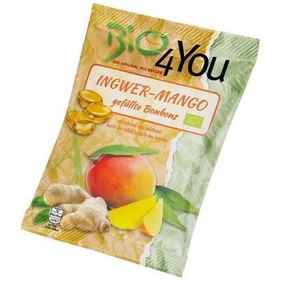 BIO - Rebuçados de Manga e Gengibre, VEGAN, SEM GLÚTEN, 75g
