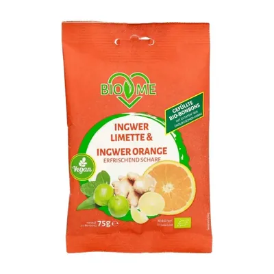 BIO - Rebuçados de Gengibre-Limão e Gengibre-Laranja, 75g