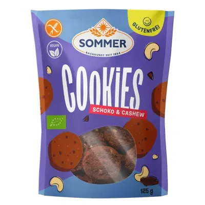 BIO - Cookies de Chocolate e Caju, VEGAN, SEM GLÚTEN, 125g