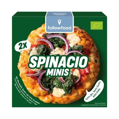 BIO - Pizza Espinafre Massa Fofa, 2 Minis, Forno de Pedra a Lenha, 2x120g