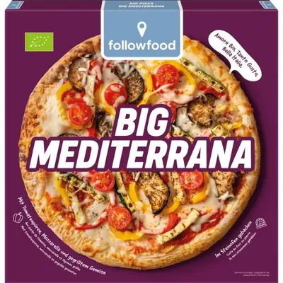 BIO - Pizza Mediterrânea com Legumes Grelhados, Massa Fofa, Familiar, Forno de Pedra a Lenha, 530g