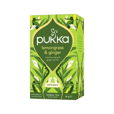 BIO - PUKKA - Capim-Limão e Gengibre,  20 saq. x 1,8g